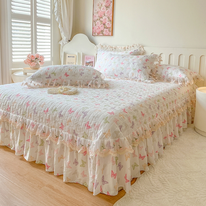 91家纺网 家纺一手货源 找家纺 网红馆 2025新款水洗棉印花床盖四件套 蝶之舞