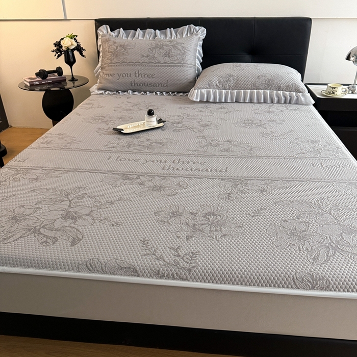 91家纺网 家纺一手货源 找家纺 2025新款凉感冰豆豆凉席床笠凉席席子-花之恋系列凉豆豆床笠花之恋系列 花之恋 灰色