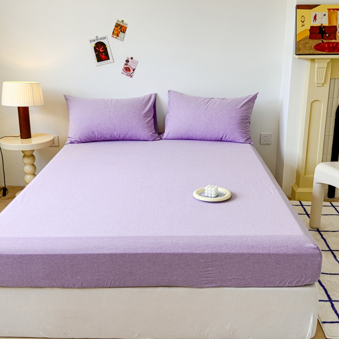 91家纺网 家纺一手货源 找家纺 2025新款全棉色织水洗棉床单床笠 魅紫 床笠款