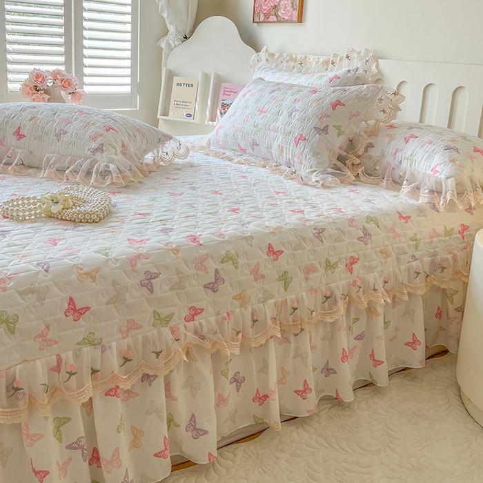 91家纺网 家纺一手货源 找家纺 网红馆 2025新款水洗棉印花床盖四件套 蝶之舞