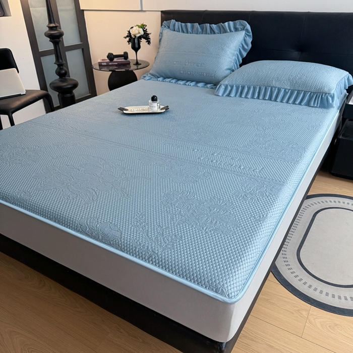 91家纺网 家纺一手货源 找家纺 2025新款凉感冰豆豆凉席床笠凉席席子-花之恋系列凉豆豆床笠花之恋系列 花之恋-兰色