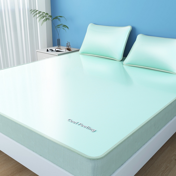 91家纺网 家纺一手货源 找家纺 2025新款云母冰川凉席床笠 云母冰川-绿（床笠）