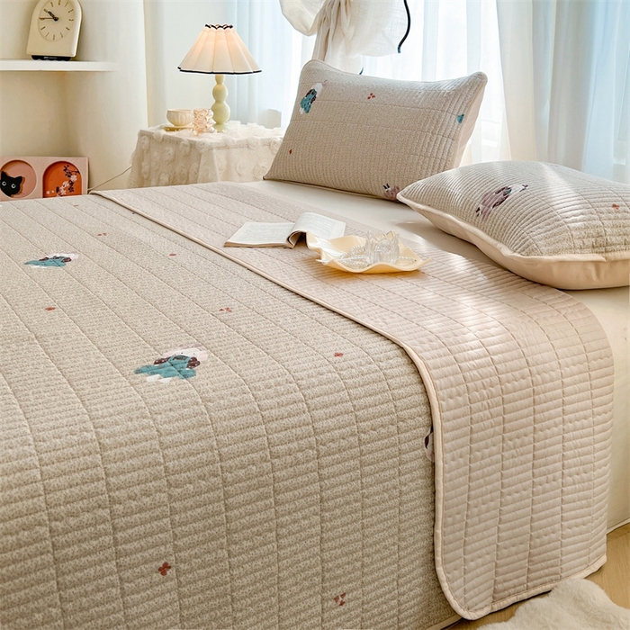 91家纺网 家纺一手货源 找家纺 恒爱 2025新款全棉印花单床盖 安哥拉公主-浅咖