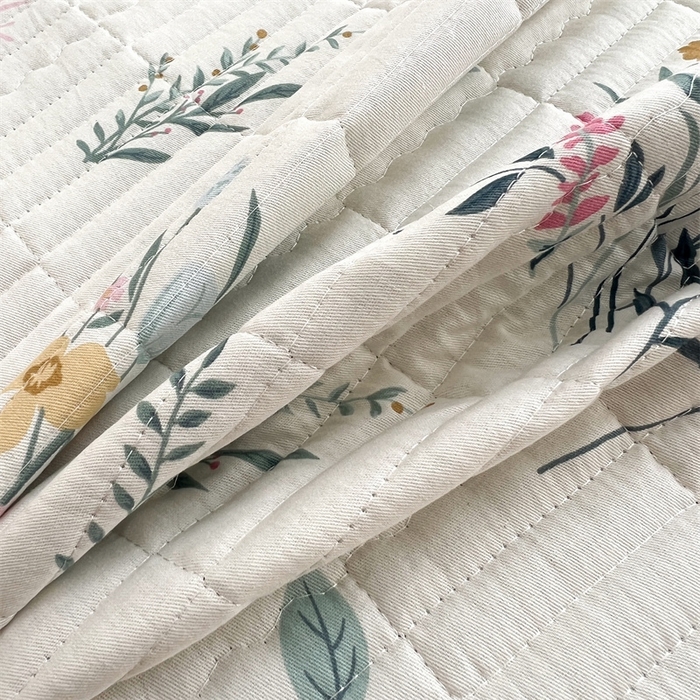 91家纺网 家纺一手货源 找家纺 恒爱 2025新款全棉印花单床盖 孔雀草