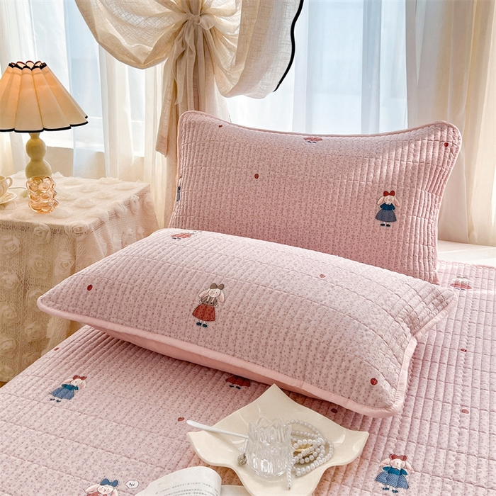 91家纺网 家纺一手货源 找家纺 恒爱 2025新款全棉印花单床盖 公主兔-豆沙