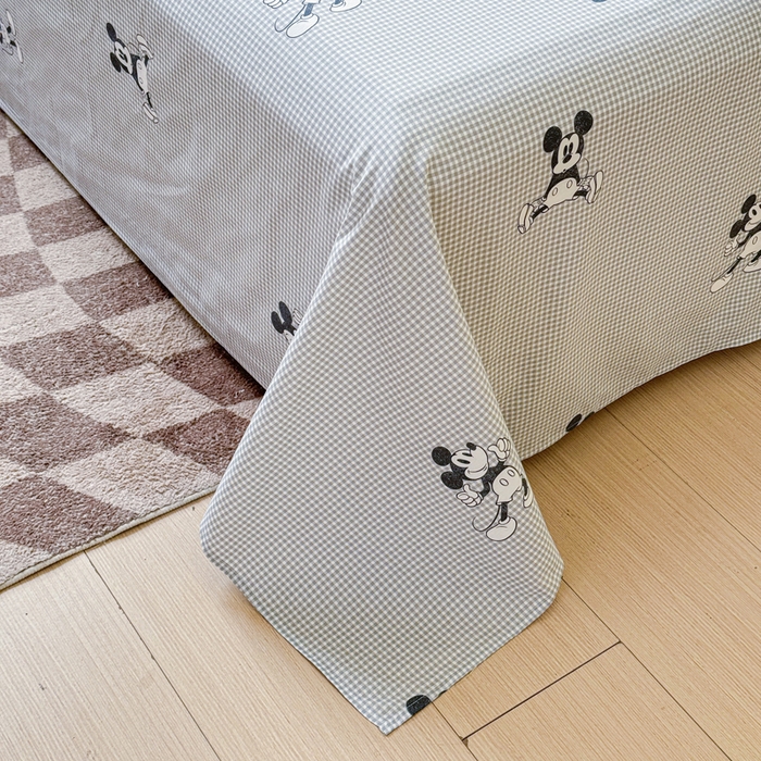 91家纺网 家纺一手货源 找家纺 2025新款全棉床单床笠 灰格米奇 床单款