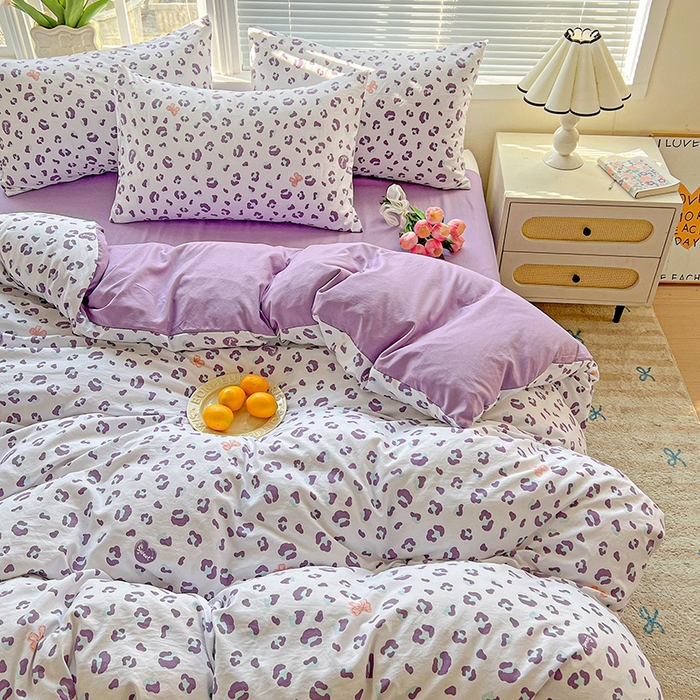 91家纺网 家纺一手货源 找家纺 2025水洗棉双层纱简约风ins风小碎花被套床单款床笠款三四件套-单被套 么么哒