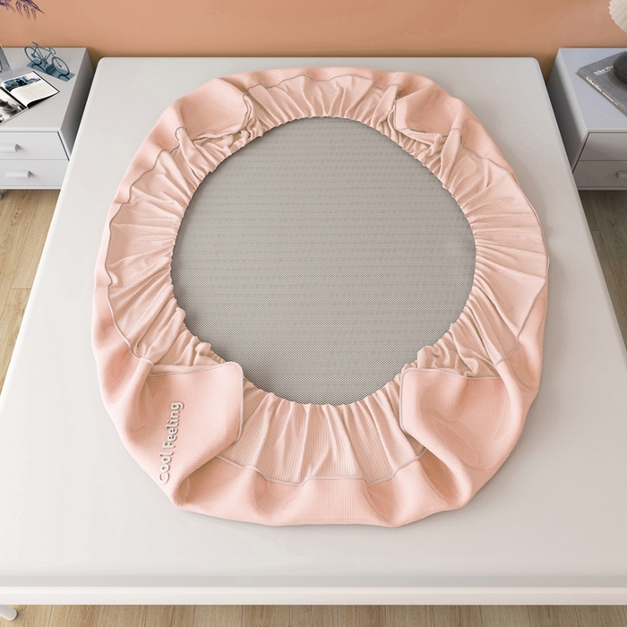 91家纺网 家纺一手货源 找家纺 2025新款云母冰川凉席床笠 云母冰川-粉（床笠）