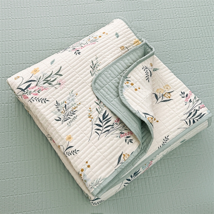 91家纺网 家纺一手货源 找家纺 恒爱 2025新款全棉印花单床盖 孔雀草