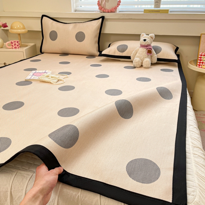 91家纺网 家纺一手货源 找家纺 慕澄家纺 2025新款小清新印花真冰藤系列凉席床席款 床席-圈圈