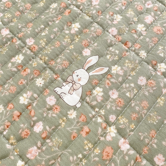 91家纺网 家纺一手货源 找家纺 恒爱 2025新款全棉印花单床盖 瞭望兔-深绿