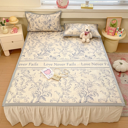 慕澄家纺 2025新款小清新印花真冰藤系列凉席床席款 床席-洛克庄园