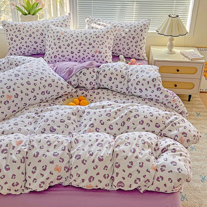 91家纺网 家纺一手货源 找家纺 2025新款水洗云朵糯糯棉简约风ins风小碎花被套床单款床笠款三四件套 么么哒