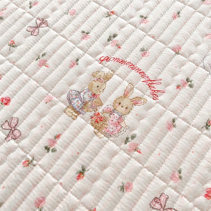 91家纺网 家纺一手货源 找家纺 恒爱 2025新款全棉印花单床盖 爱情兔