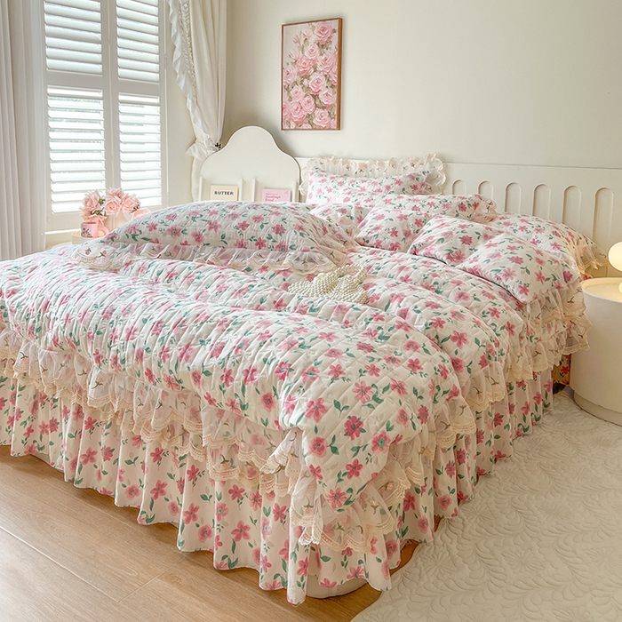 91家纺网 家纺一手货源 找家纺 网红馆 2025新款水洗棉印花床盖四件套 露丝小姐