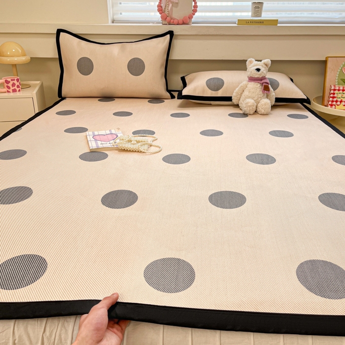 91家纺网 家纺一手货源 找家纺 慕澄家纺 2025新款小清新印花真冰藤系列凉席床席款 床席-圈圈