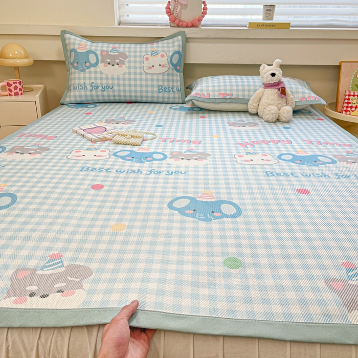 91家纺网 家纺一手货源 找家纺 慕澄家纺 2025新款小清新印花真冰藤系列凉席床席款 床席-趣乐园