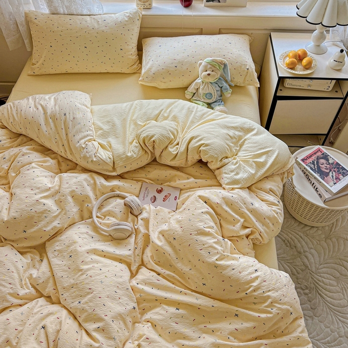 91家纺网 家纺一手货源 找家纺 （总）仟网汇 2025新款云感皱皱纱简单款四件套