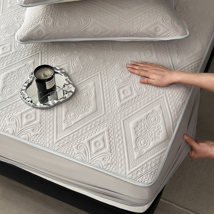 世纪绒品 2025新款A类凉感压花单床笠单夏被 星月浅灰-单床笠