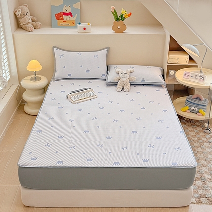 91家纺网 家纺一手货源 找家纺 金盛纺 2025新款冰豆豆凉席-床笠款 皇冠-兰