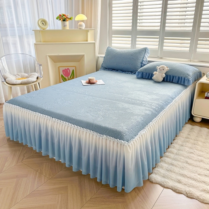 91家纺网 家纺一手货源 找家纺 2025新款冰豆豆凉感床裙凉席席子-花之恋系列冰豆豆床裙凉席-花之恋系列 花之恋-兰色