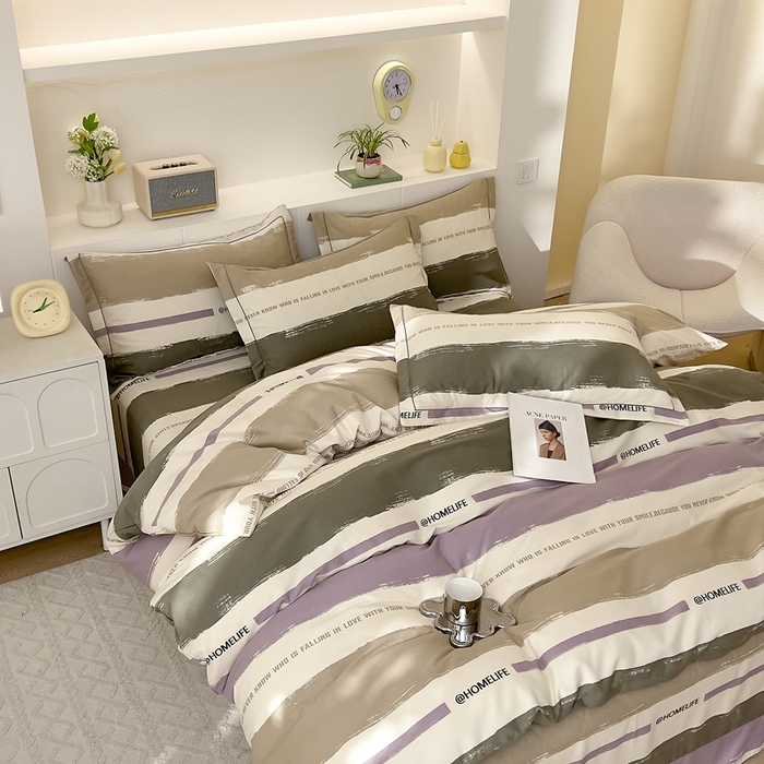 91家纺网 家纺一手货源 找家纺 优品阁 2024新款全棉磨毛四件套 畅想-灰