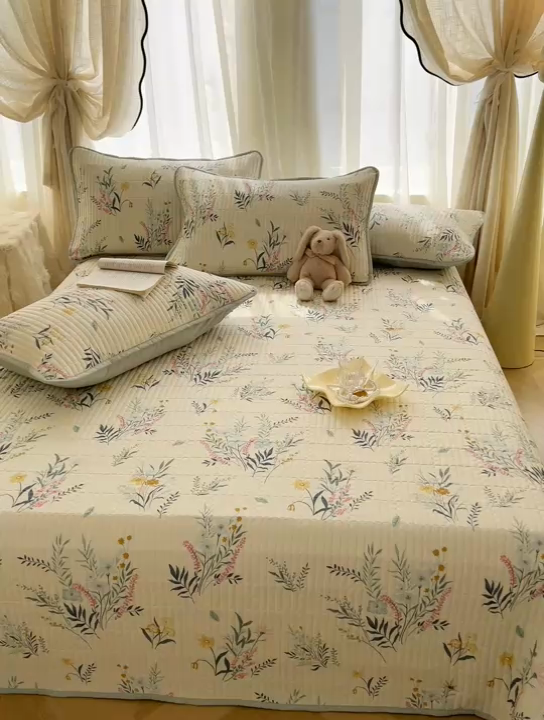 91家纺网 家纺一手货源 找家纺 恒爱 2025新款全棉印花单床盖 孔雀草