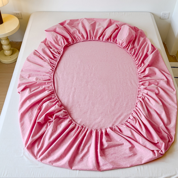 91家纺网 家纺一手货源 找家纺 2025新款全棉色织水洗棉床单床笠 玫红 床笠款