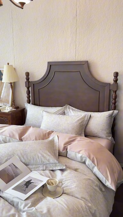 91家纺网 家纺一手货源 找家纺 由丽家纺 2025新款柔棉数码印花四件套系列 云烟-灰