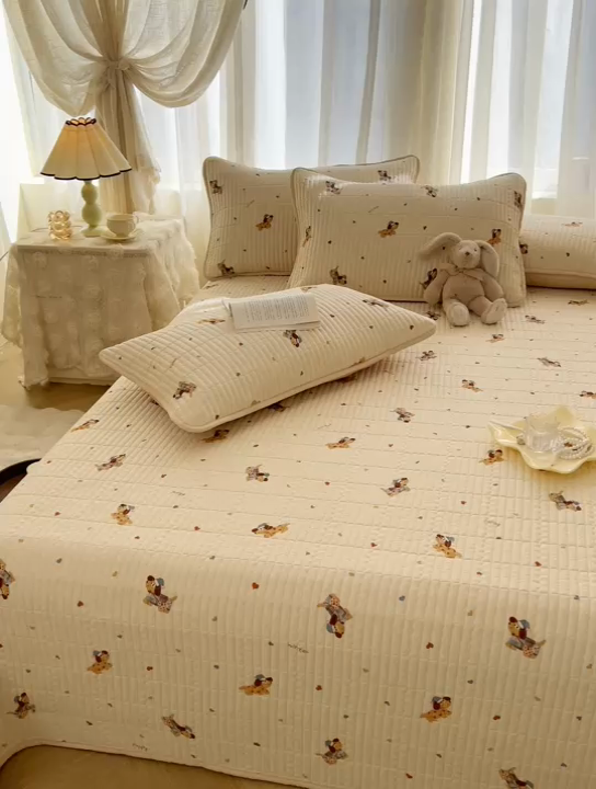 91家纺网 家纺一手货源 找家纺 恒爱 2025新款全棉印花单床盖 牛仔狗狗