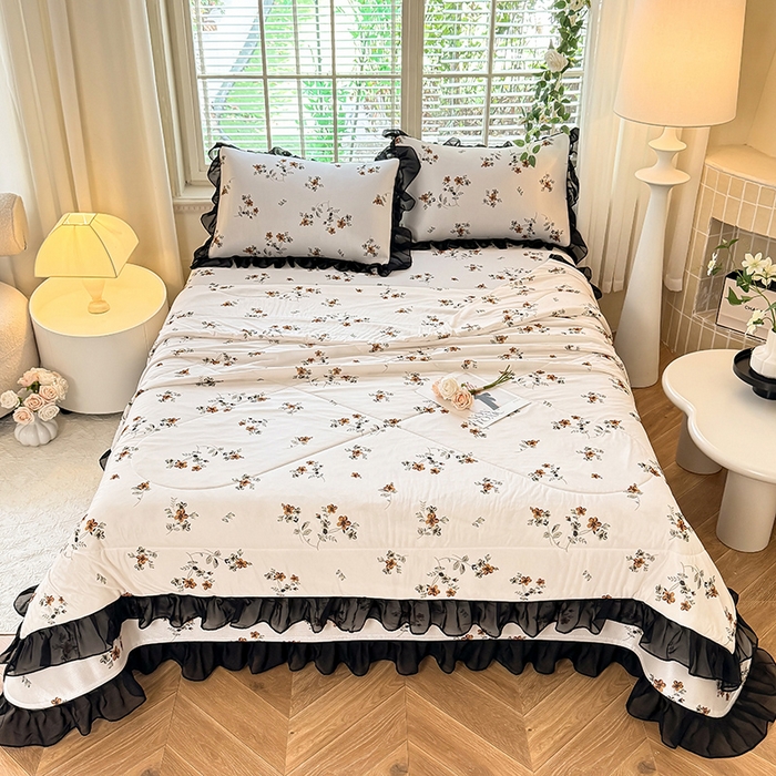 91家纺网 家纺一手货源 找家纺 大麦家纺 2025新款碳光冰丝软凉席夏被四件套 秋之寄语