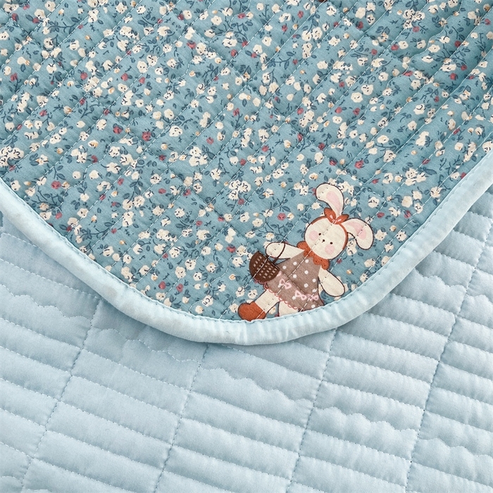 91家纺网 家纺一手货源 找家纺 恒爱 2025新款全棉印花单床盖 公主兔-蓝