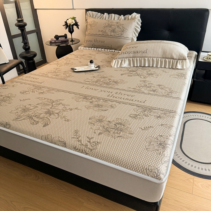 91家纺网 家纺一手货源 找家纺 2025新款凉感冰豆豆凉席床笠凉席席子-花之恋系列凉豆豆床笠花之恋系列 花之恋-香槟金