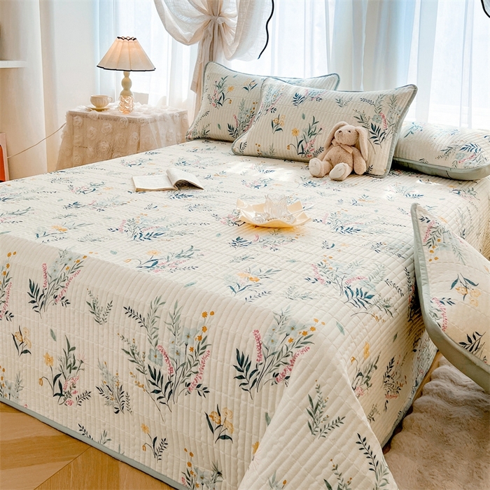 91家纺网 家纺一手货源 找家纺 恒爱 2025新款全棉印花单床盖 孔雀草