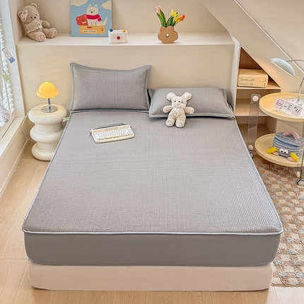 金盛纺 2025新款冰豆豆凉席-床笠款 华夫格-灰