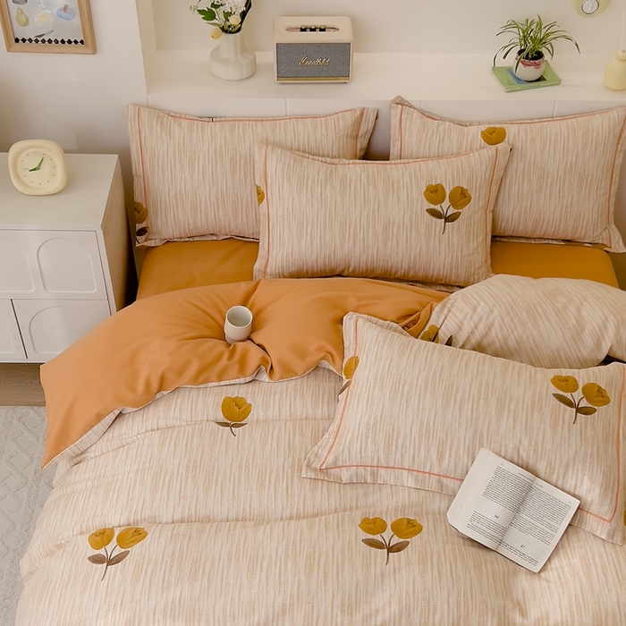 91家纺网 家纺一手货源 找家纺 优品阁 2024新款全棉磨毛四件套 多洛塔-咖