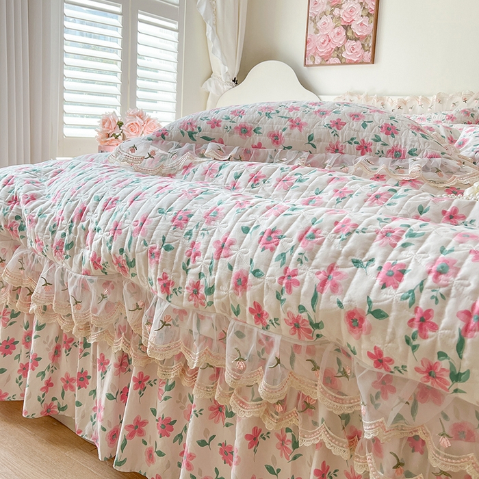 91家纺网 家纺一手货源 找家纺 网红馆 2025新款水洗棉印花床盖四件套 露丝小姐