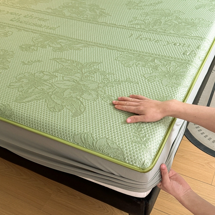 91家纺网 家纺一手货源 找家纺 2025新款凉感冰豆豆凉席床笠凉席席子-花之恋系列凉豆豆床笠花之恋系列 花之恋-绿色