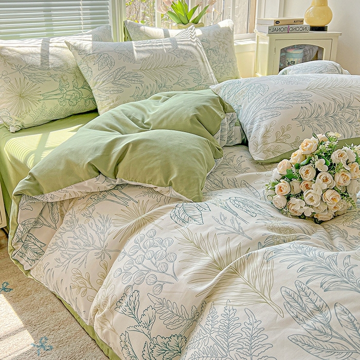 91家纺网 家纺一手货源 找家纺 2025水洗棉双层纱简约风ins风小碎花被套床单款床笠款三四件套-单被套 春晓