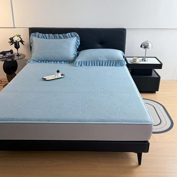 91家纺网 家纺一手货源 找家纺 2025新款凉感冰豆豆凉席床笠凉席席子-花之恋系列凉豆豆床笠花之恋系列 花之恋-兰色