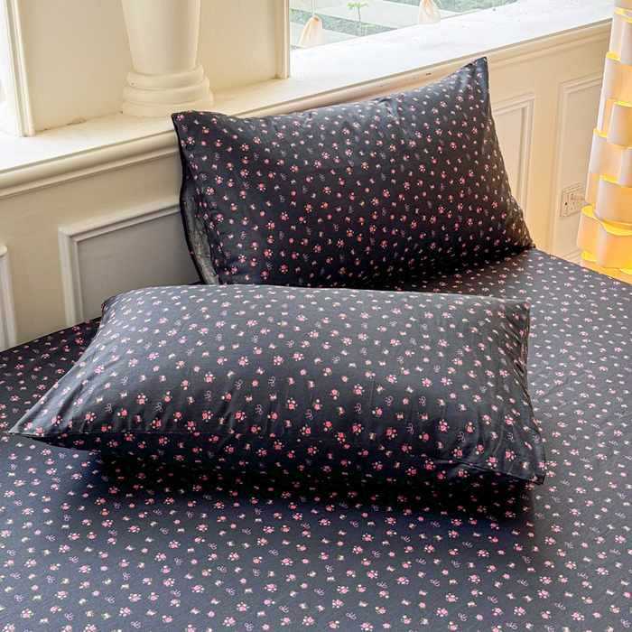 91家纺网 家纺一手货源 找家纺 2025新款全棉床单床笠 繁花 床笠款