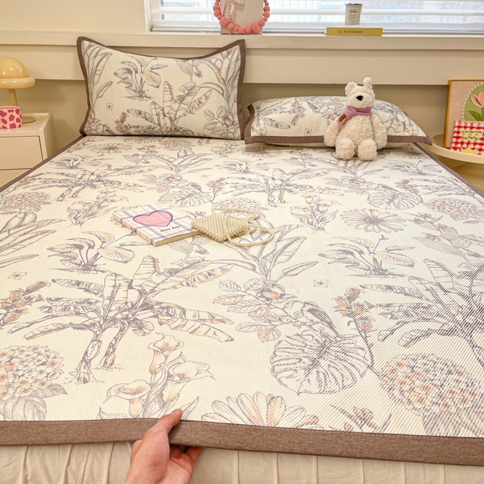 91家纺网 家纺一手货源 找家纺 慕澄家纺 2025新款小清新印花真冰藤系列凉席床席款 床席-丛林