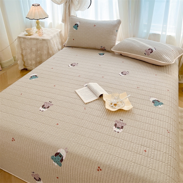 91家纺网 家纺一手货源 找家纺 恒爱 2025新款全棉印花单床盖 安哥拉公主-浅咖