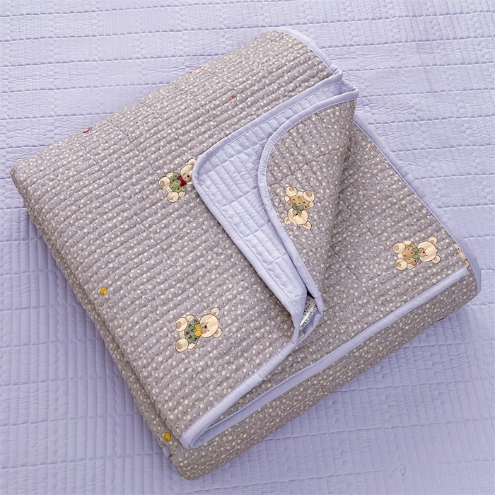 91家纺网 家纺一手货源 找家纺 恒爱 2025新款全棉印花单床盖 呆萌熊-浅咖