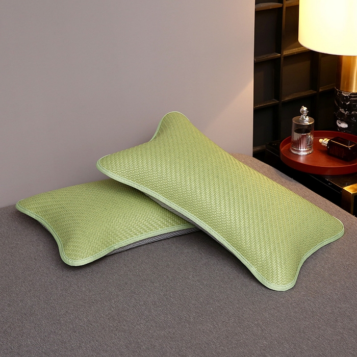 91家纺网 家纺一手货源 找家纺 2025新款纯色冰藤全荞麦枕夏凉凉感枕芯冰丝冰藤枕头 纯色冰藤全荞麦枕-嫩绿35*55cm