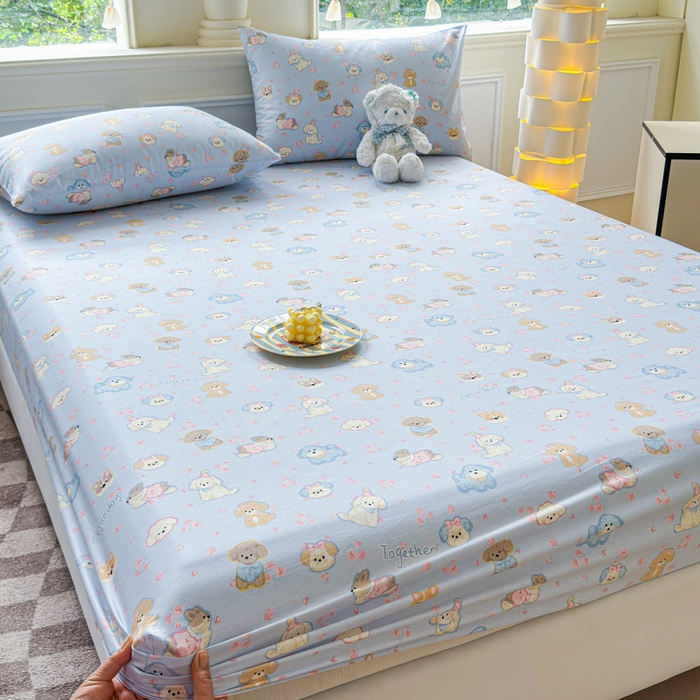 91家纺网 家纺一手货源 找家纺 2025新款全棉床单床笠 小奶狗 床笠款