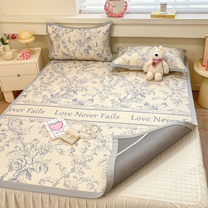 91家纺网 家纺一手货源 找家纺 慕澄家纺 2025新款小清新印花真冰藤系列凉席床席款 床席-洛克庄园