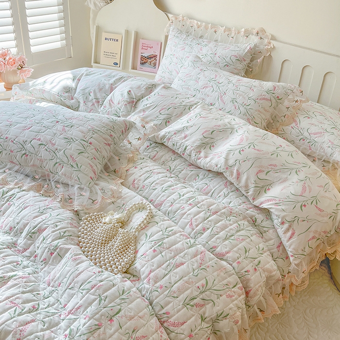 91家纺网 家纺一手货源 找家纺 网红馆 2025新款水洗棉印花床盖四件套 罗拉