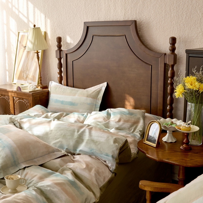 91家纺网 家纺一手货源 找家纺 由丽家纺 2025新款柔棉数码印花四件套系列 西琳绿