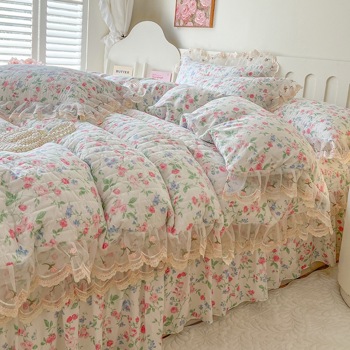 91家纺网 家纺一手货源 找家纺 网红馆 2025新款水洗棉印花床盖四件套 春不晚